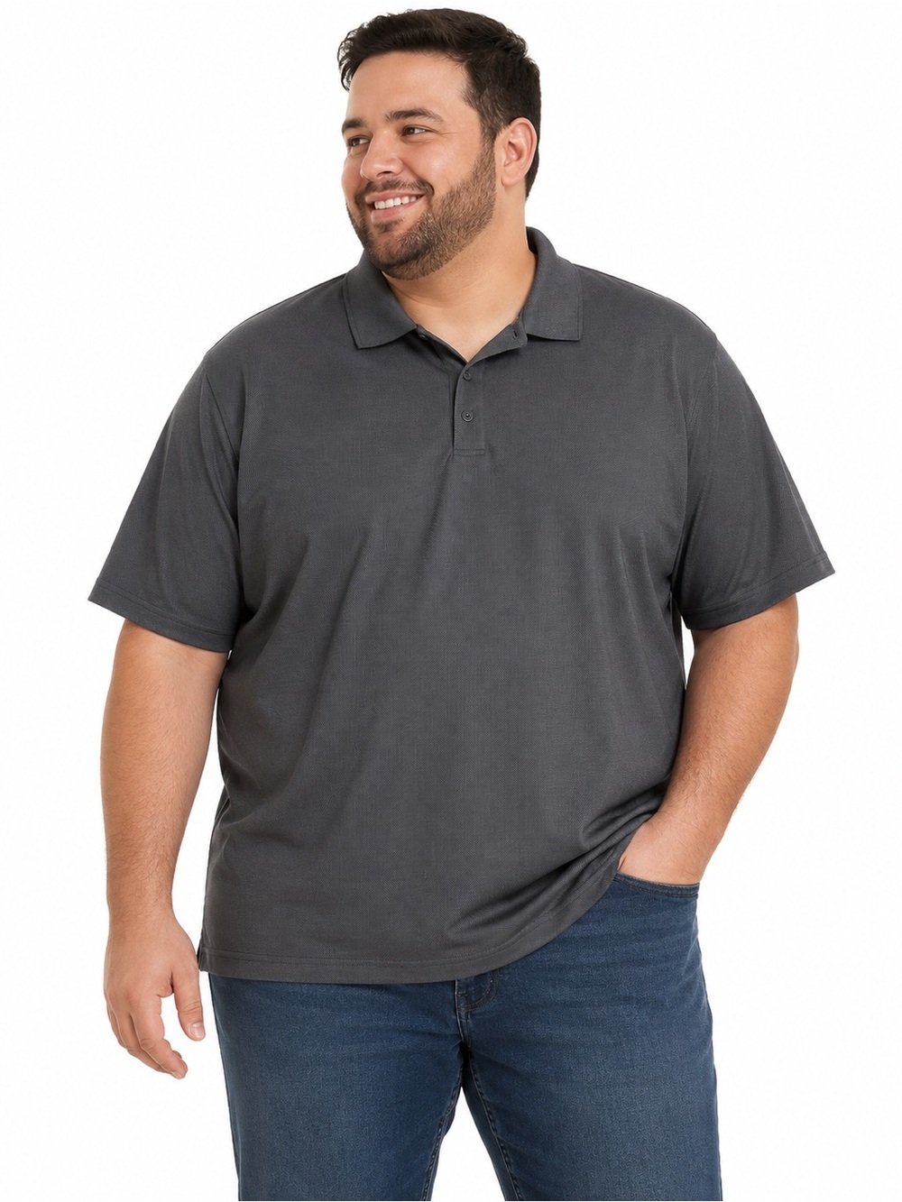 Claiborne 3XLT Big & Tall Gray Stretch Polo Shirt